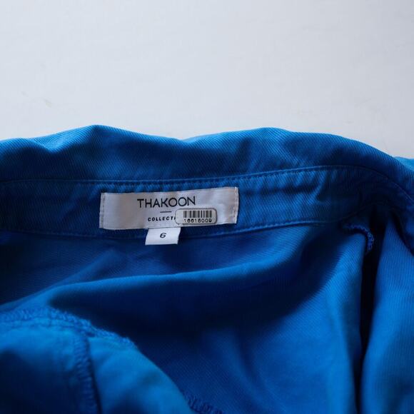 Thakoon Collective Tie Waist Mini Shirt Dress in Blue - Picture 4 of 7